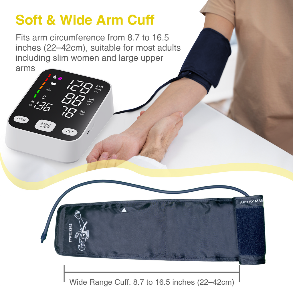 Upper arm Blood Pressure Monitor, 6-Inch Large Backlit Display, Accurate Reading, One-Button Operation